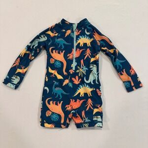 Panama Jack Dinosaur Rash Guard One Piece Kids 18M Teal Long Sleeve | Playful